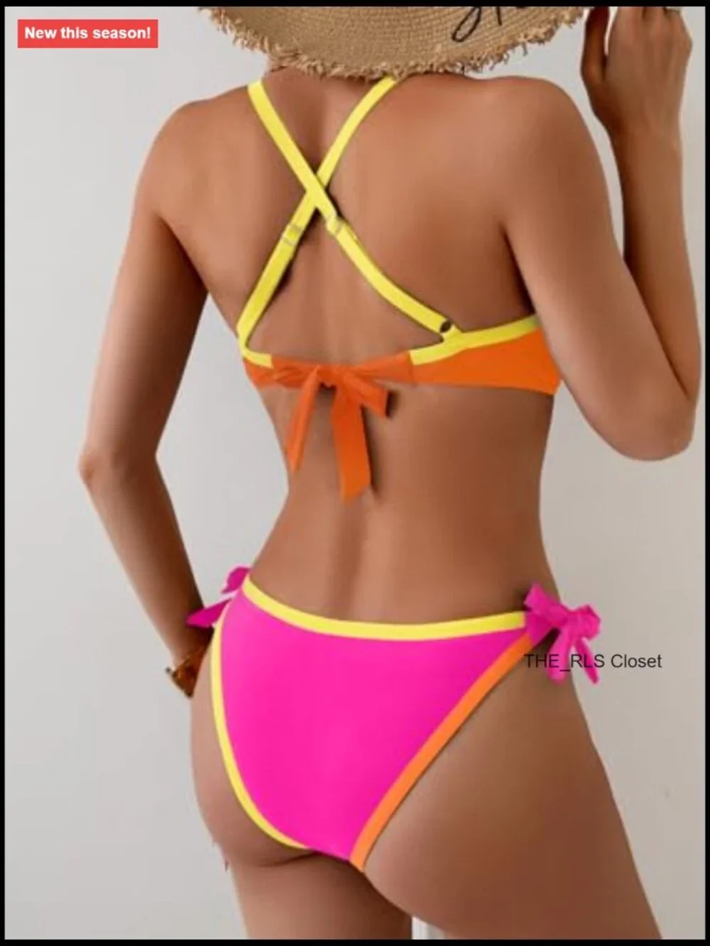 Sexy V Neck Criss Cross Bikini Set Tie Side Cheeky Two Piece Swimsuits